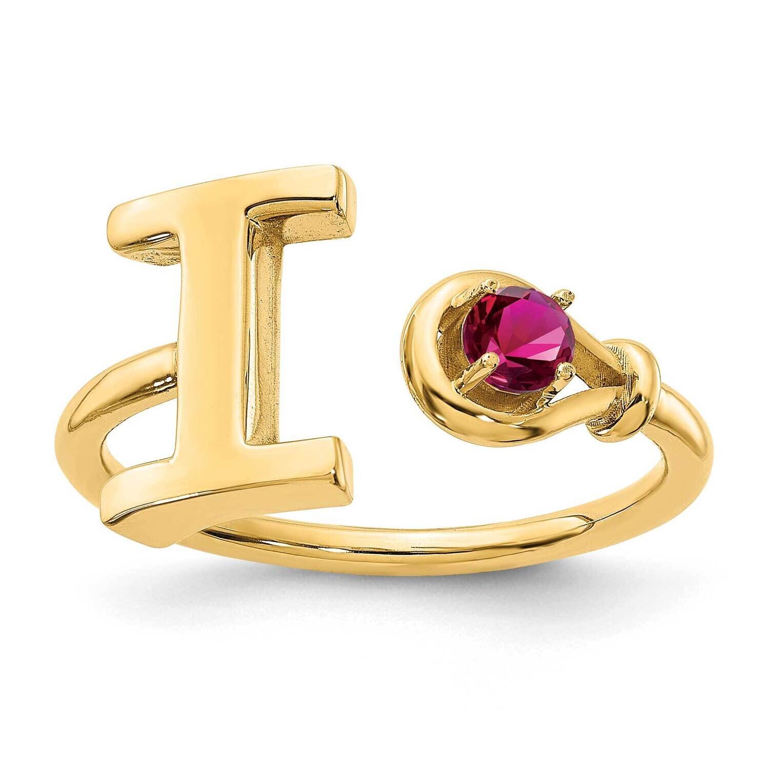 Letter I with Birthstone Ring Sterling Silver Gold-plated XNR81IGP