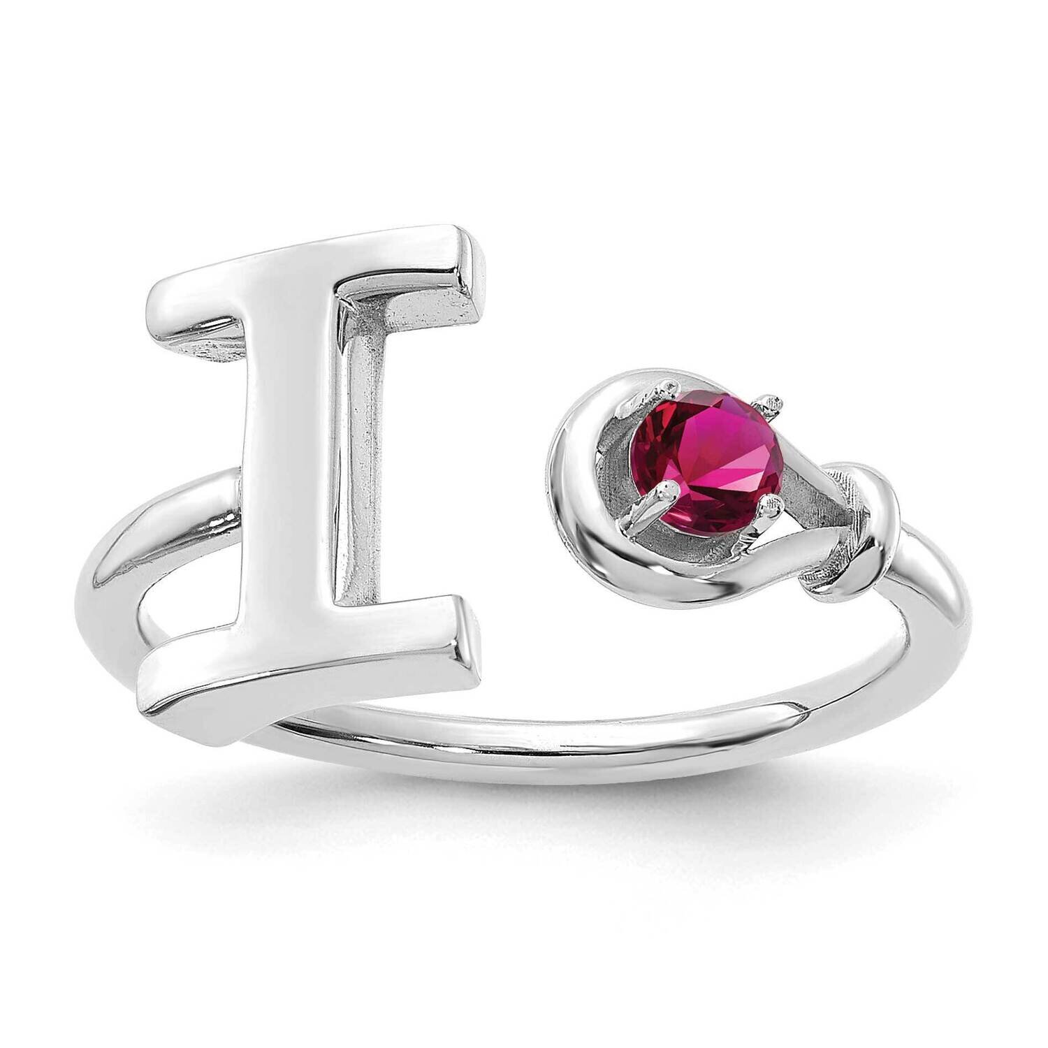 Letter I with Birthstone Ring Sterling Silver Rhodium-plated XNR81ISS