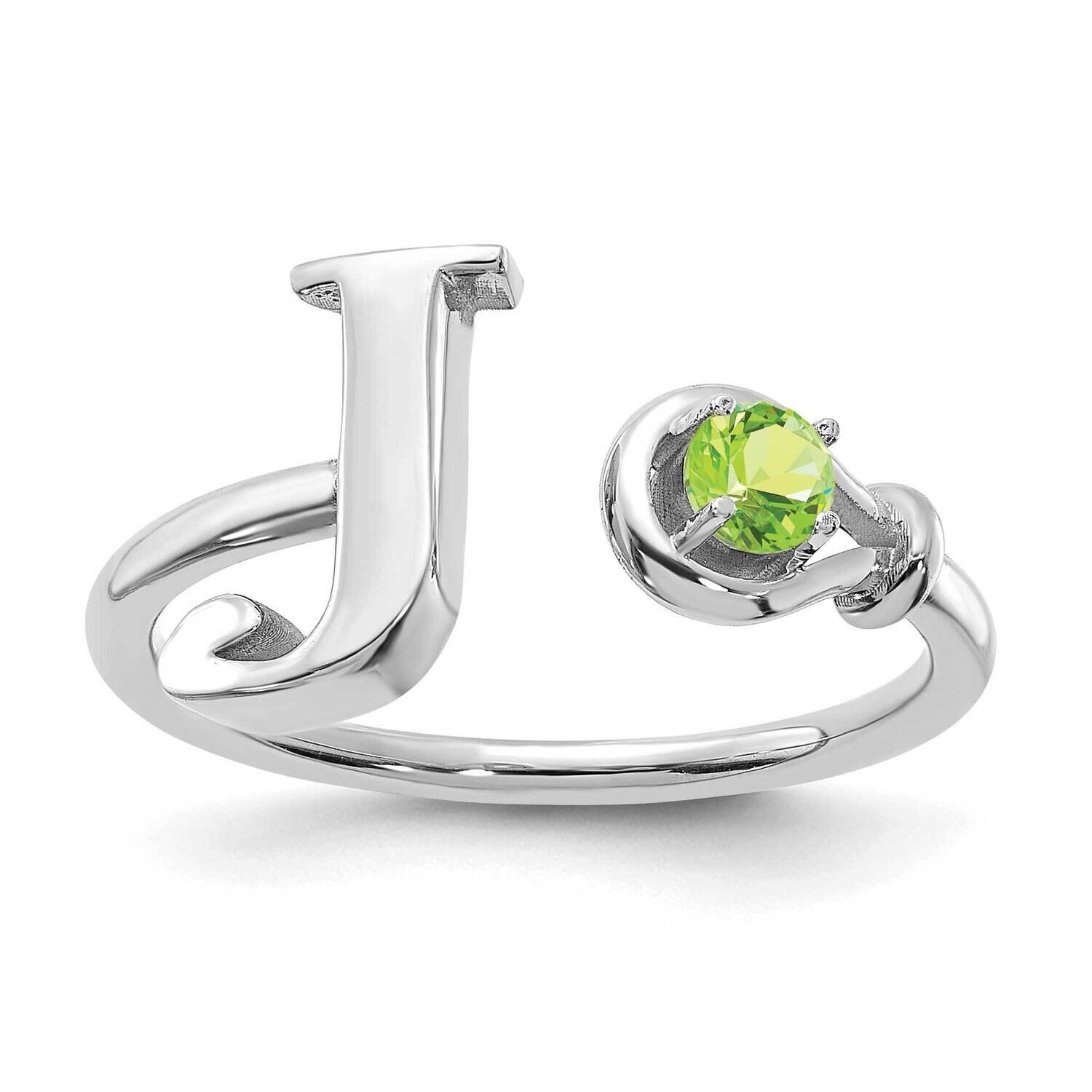 Letter J with Birthstone Ring Sterling Silver Rhodium-plated XNR81JSS