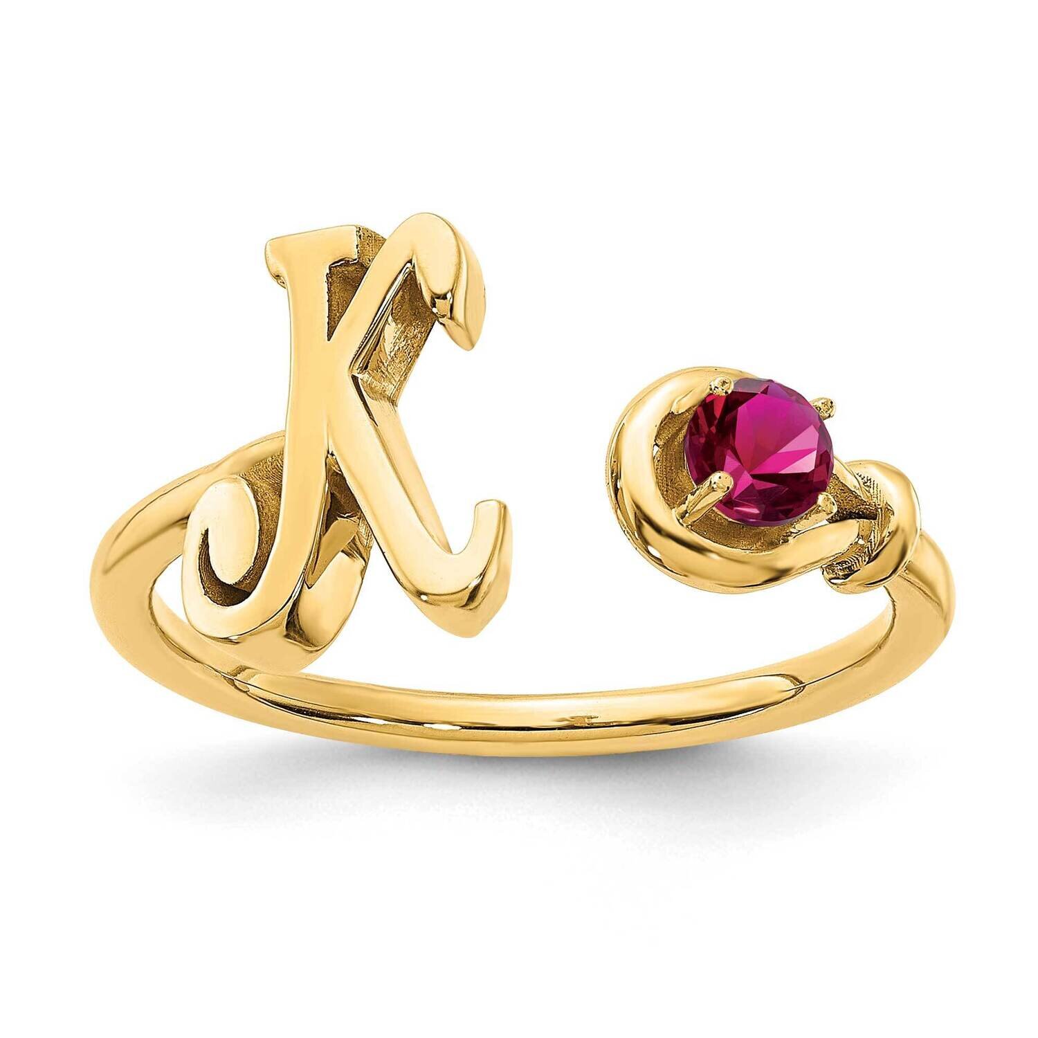 Letter K with Birthstone Ring Sterling Silver Gold-plated XNR81KGP