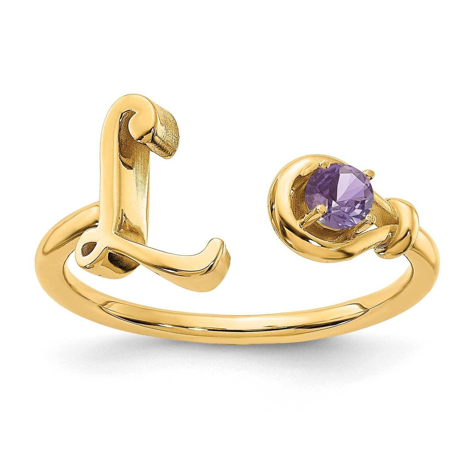 Letter L with Birthstone Ring Sterling Silver Gold-plated XNR81LGP