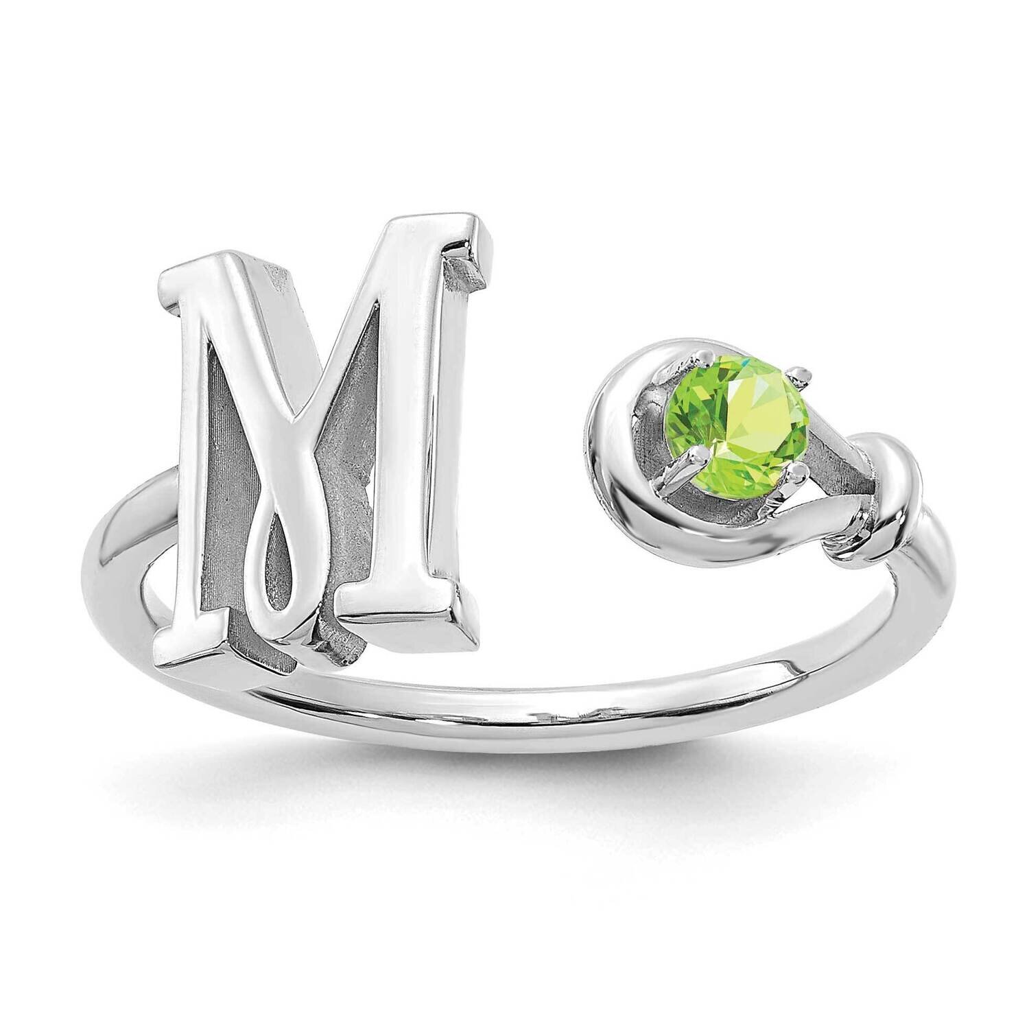 Letter M with Birthstone Ring Sterling Silver Rhodium-plated XNR81MSS