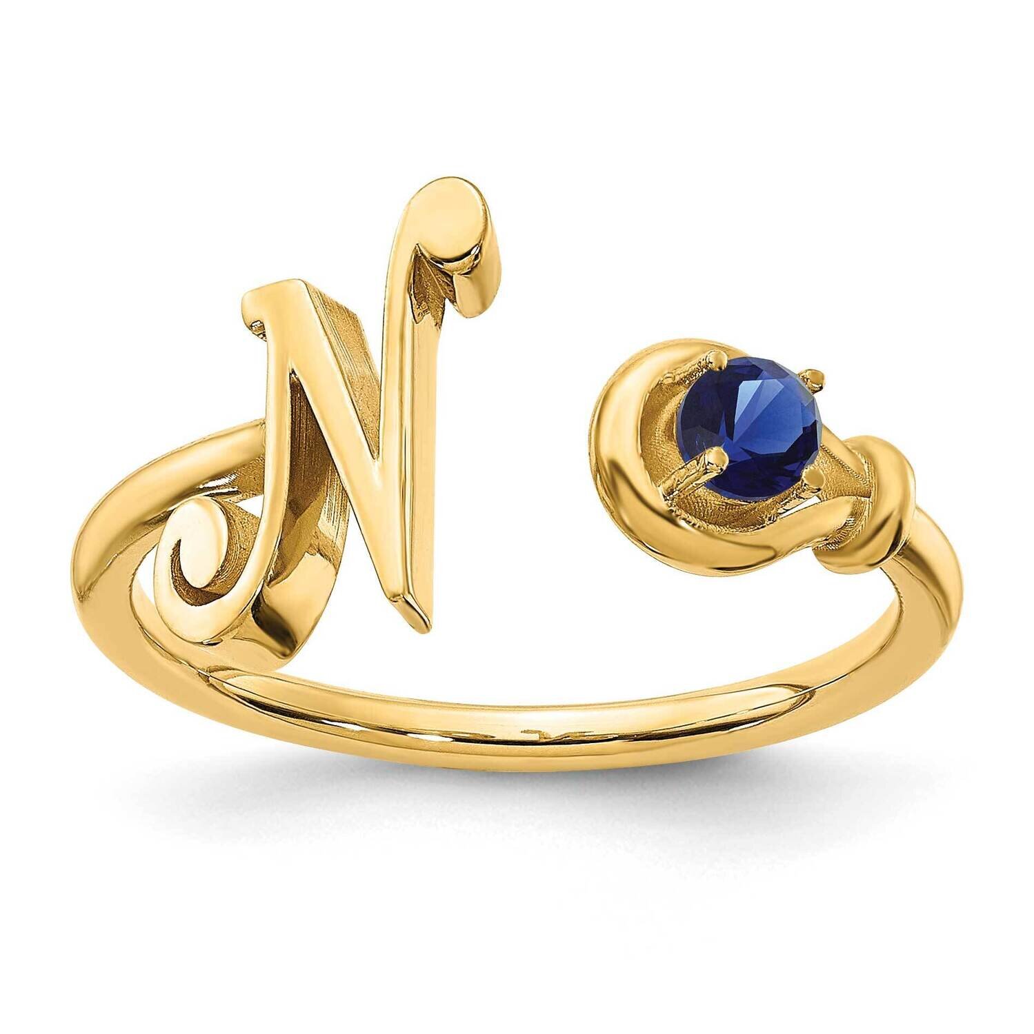 Letter N with Birthstone Ring Sterling Silver Gold-plated XNR81NGP