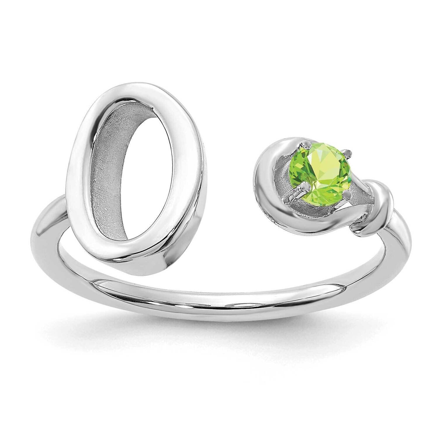 Letter O with Birthstone Ring Sterling Silver Rhodium-plated XNR81OSS