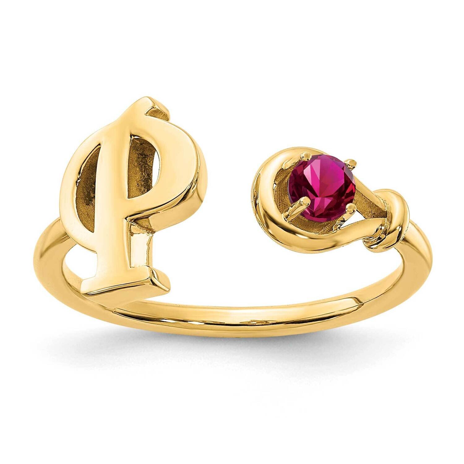 Letter P with Birthstone Ring Sterling Silver Gold-plated XNR81PGP