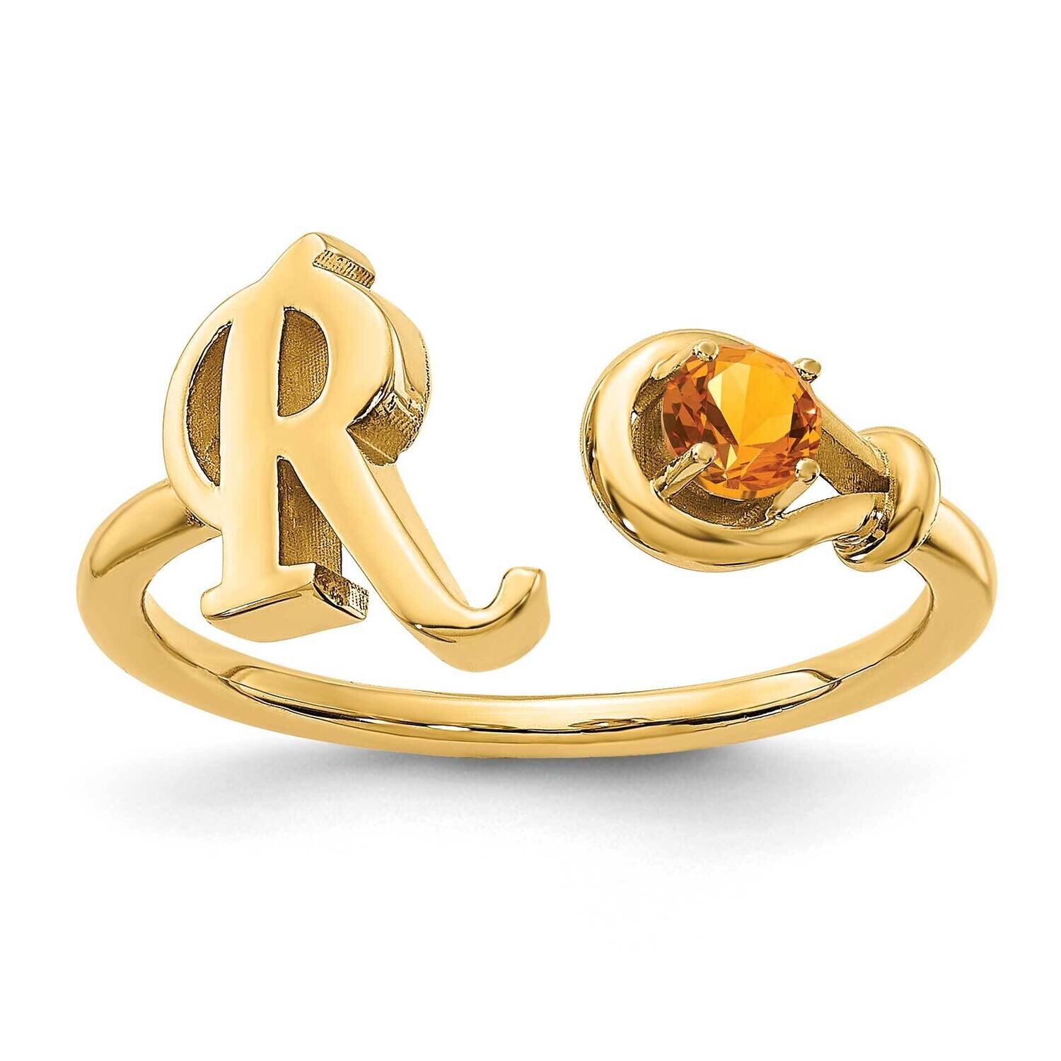 Letter R with Birthstone Ring Sterling Silver Gold-plated XNR81RGP