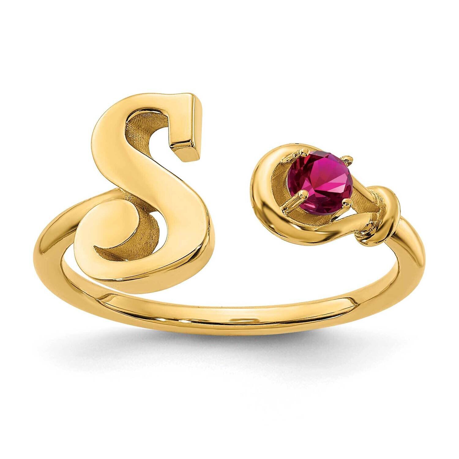 Letter S with Birthstone Ring Sterling Silver Gold-plated XNR81SGP