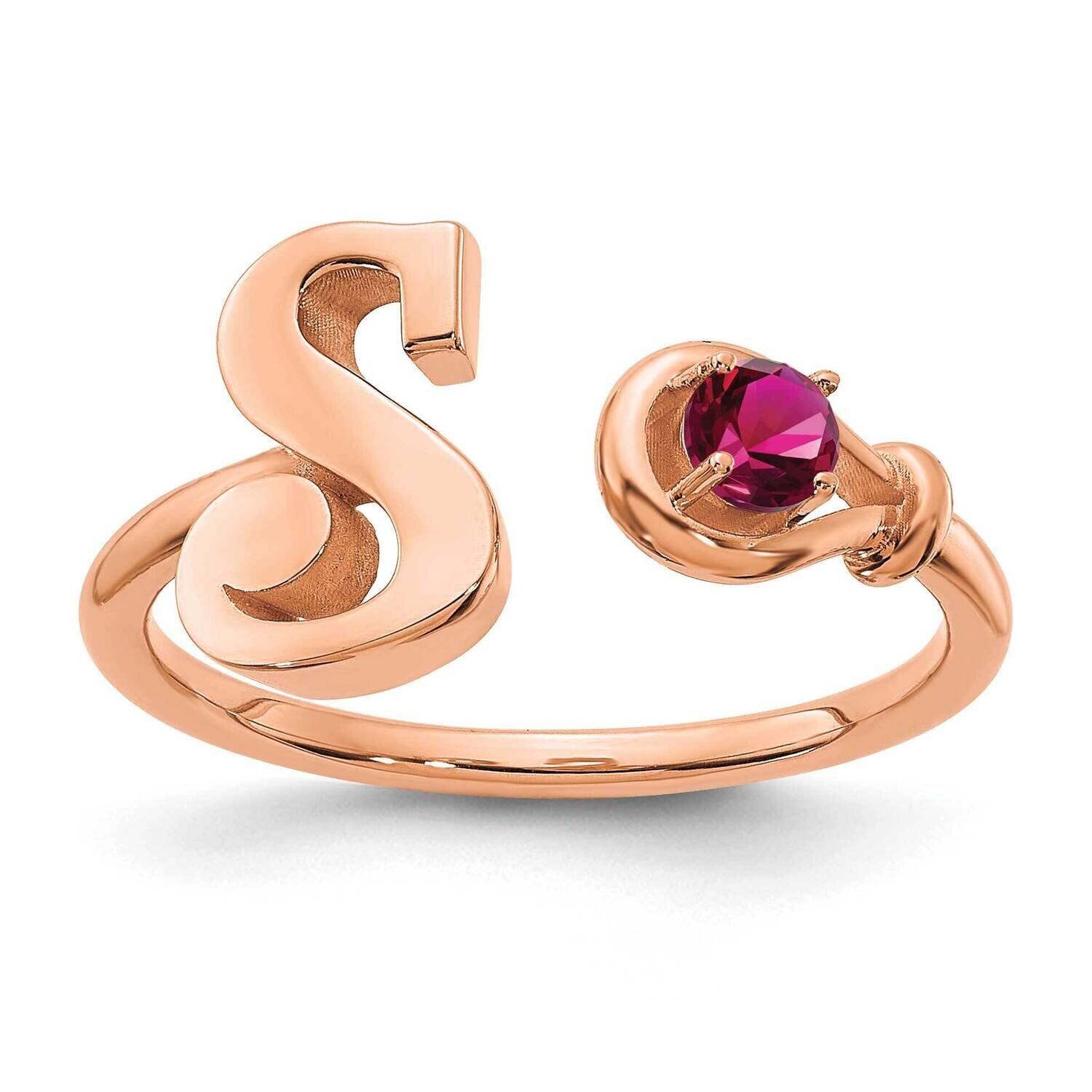 Rose-Gold Letter S with Birthstone Ring Sterling Silver XNR81SRP