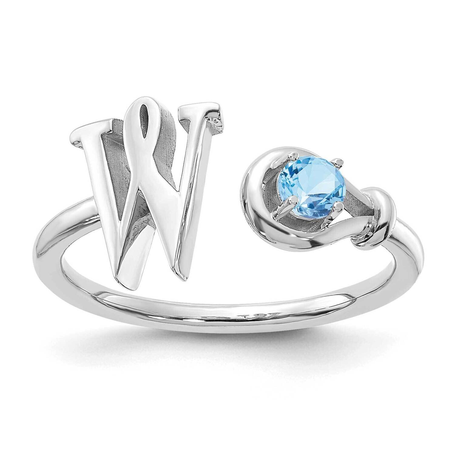 Letter S with Birthstone Ring 14k White Gold XNR81SW