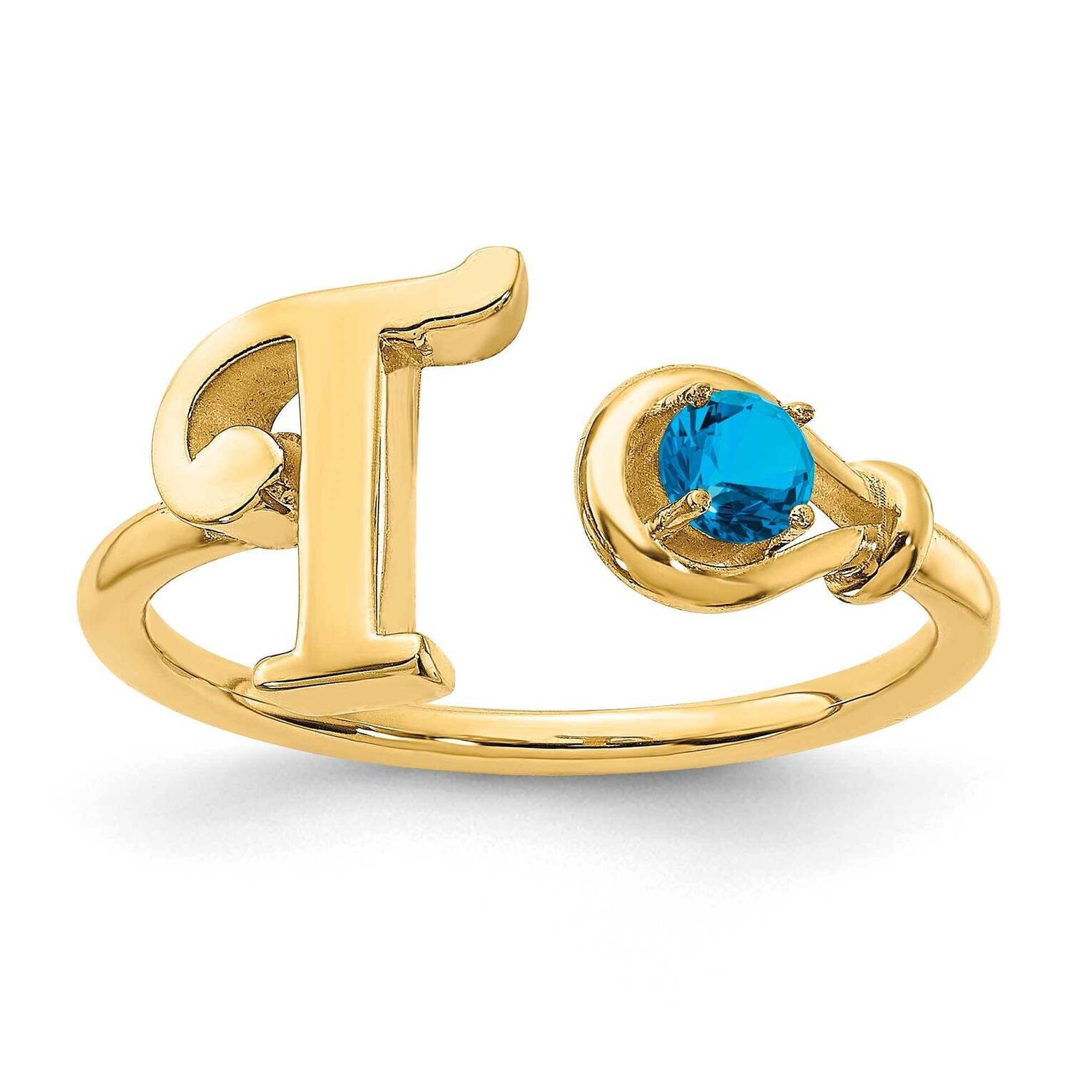 Letter T with Birthstone Rings Sterling Silver Gold-plated XNR81TGP
