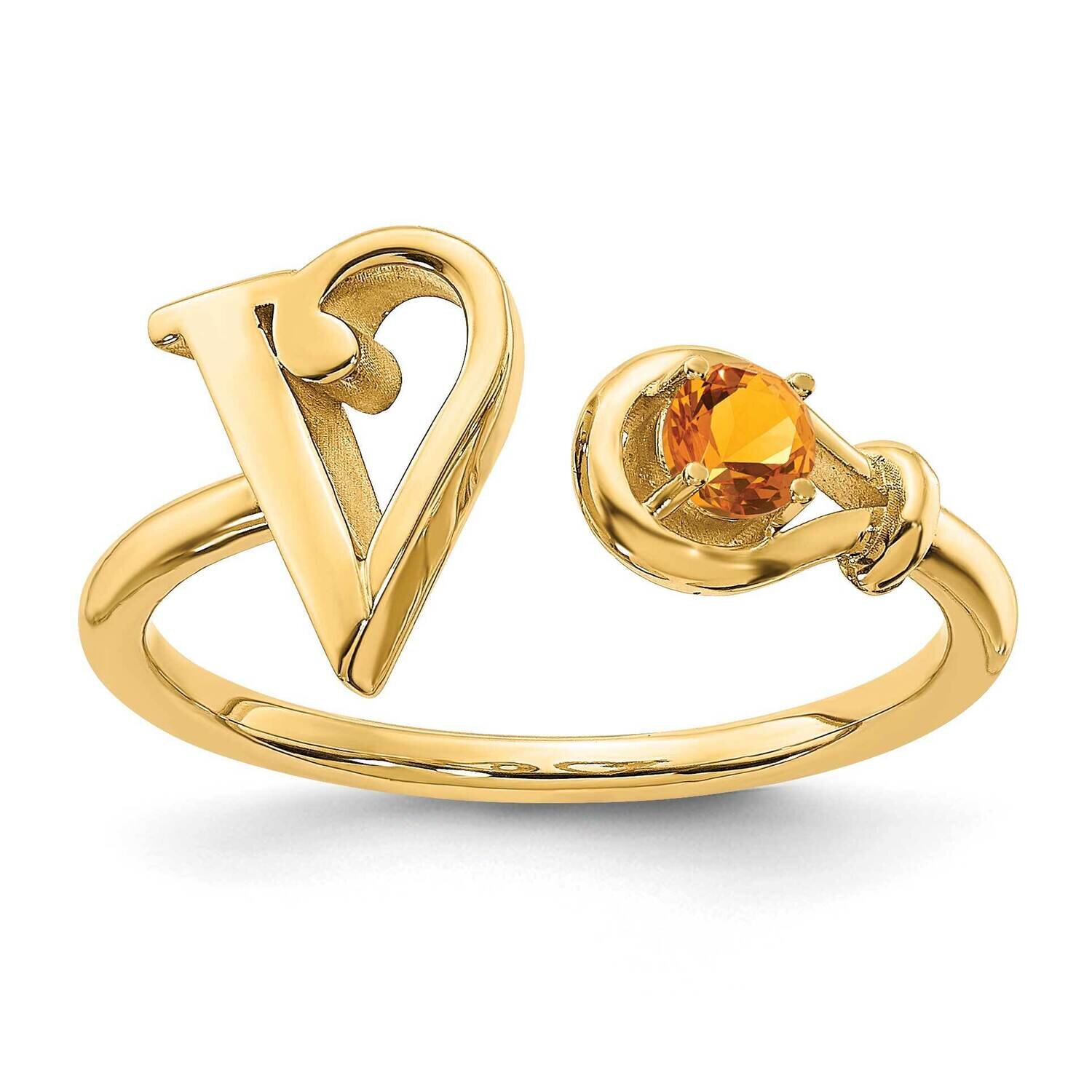 Letter V with Birthstone Ring Sterling Silver Gold-plated XNR81VGP