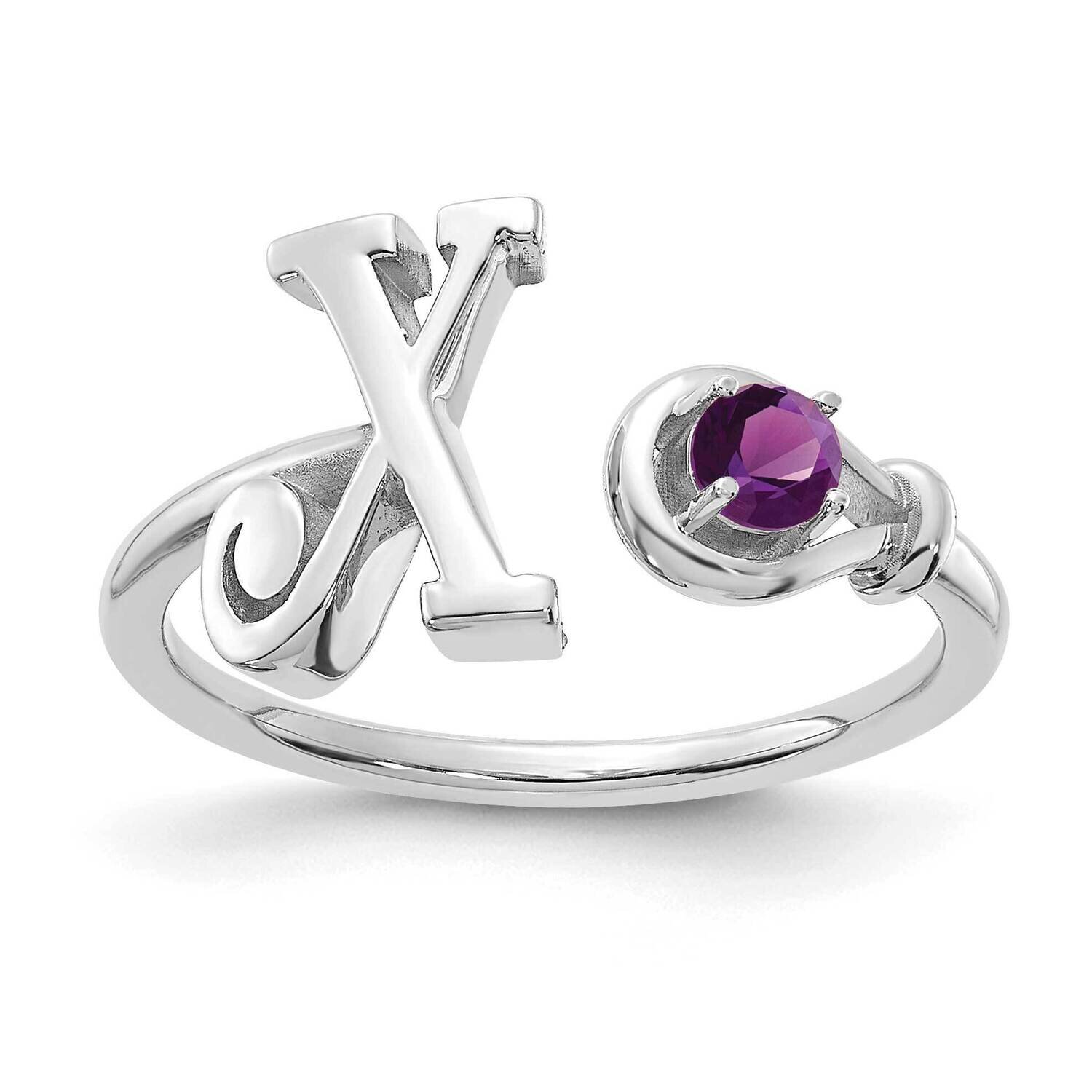 Letter X with Birthstone Ring Sterling Silver Rhodium-plated XNR81XSS