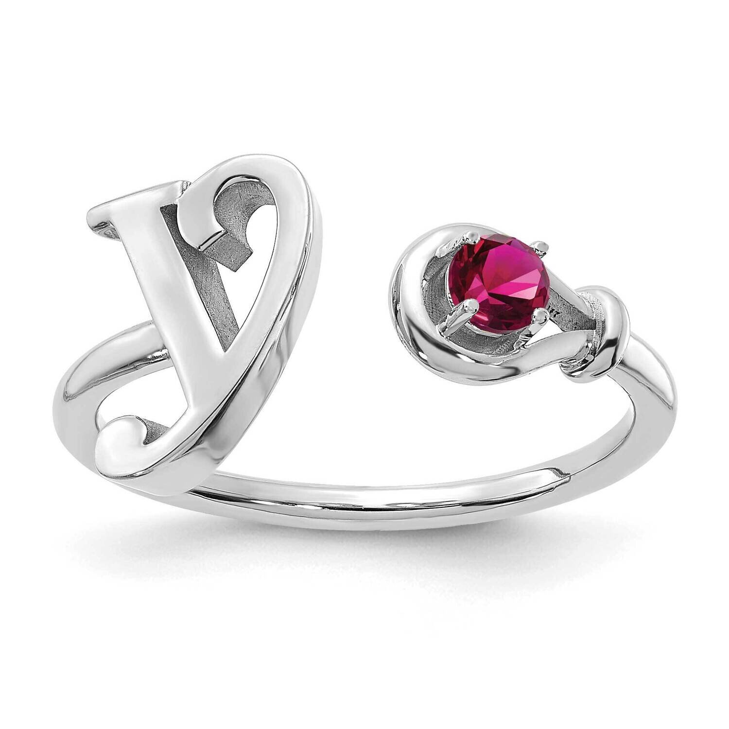Letter Y with Birthstone Rings Sterling Silver Rhodium-plated XNR81YSS