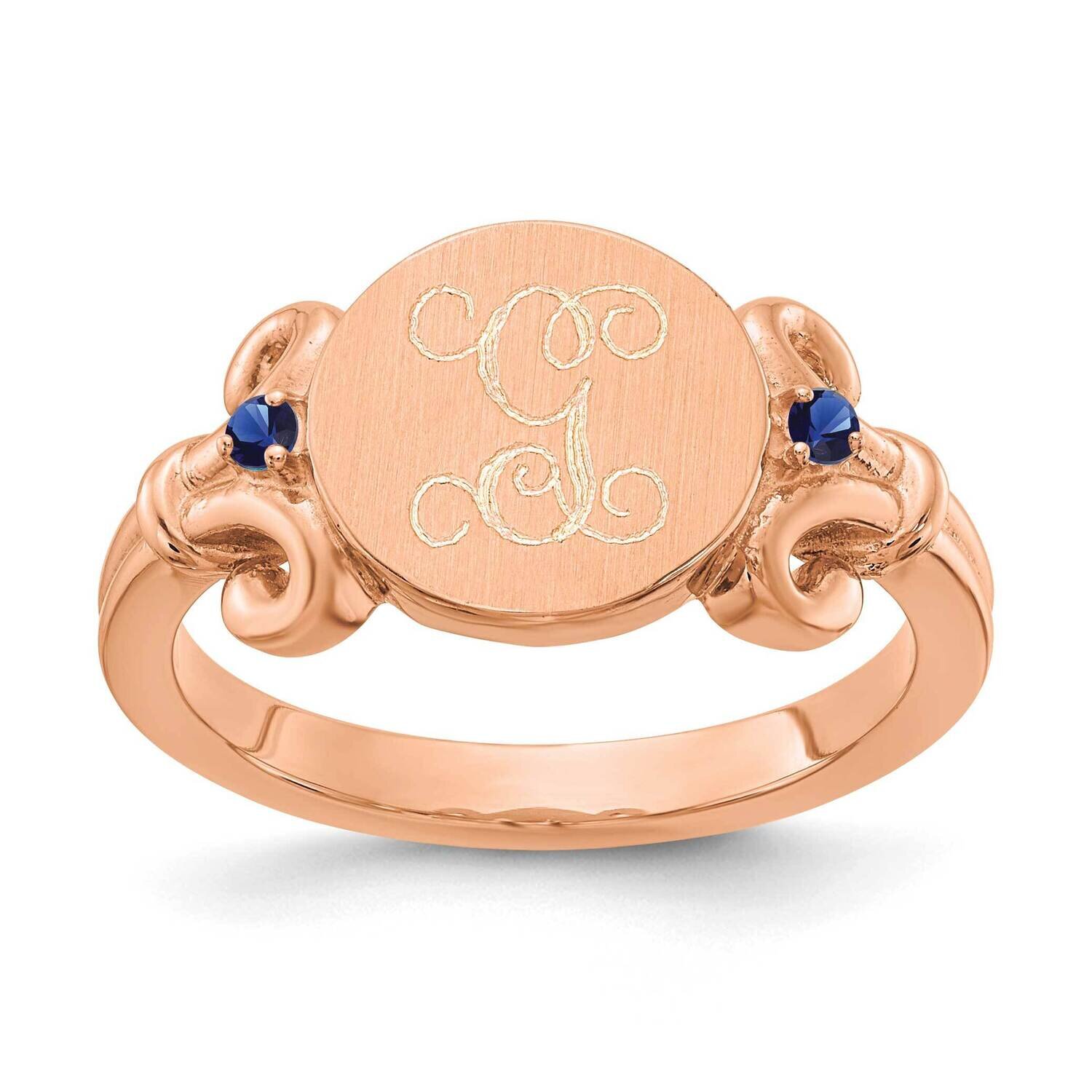 Fancy Initial with Crystal Birthstones Rings 14k Rose Gold XNR84R