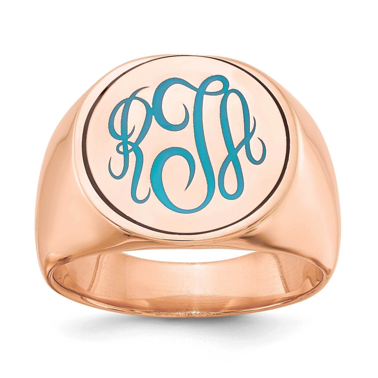 Round with Engravable Top Signet Ring 14k Rose Gold XNR86R