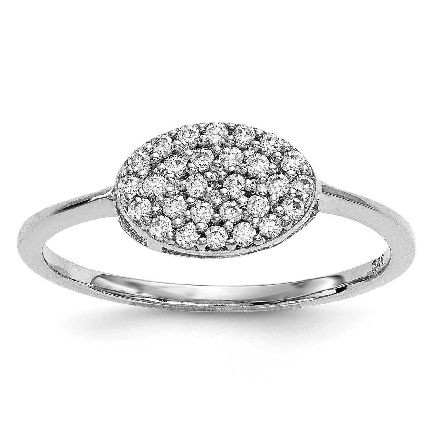 Diamond Cluster Oval Ring 14k White Gold Y13741WVS