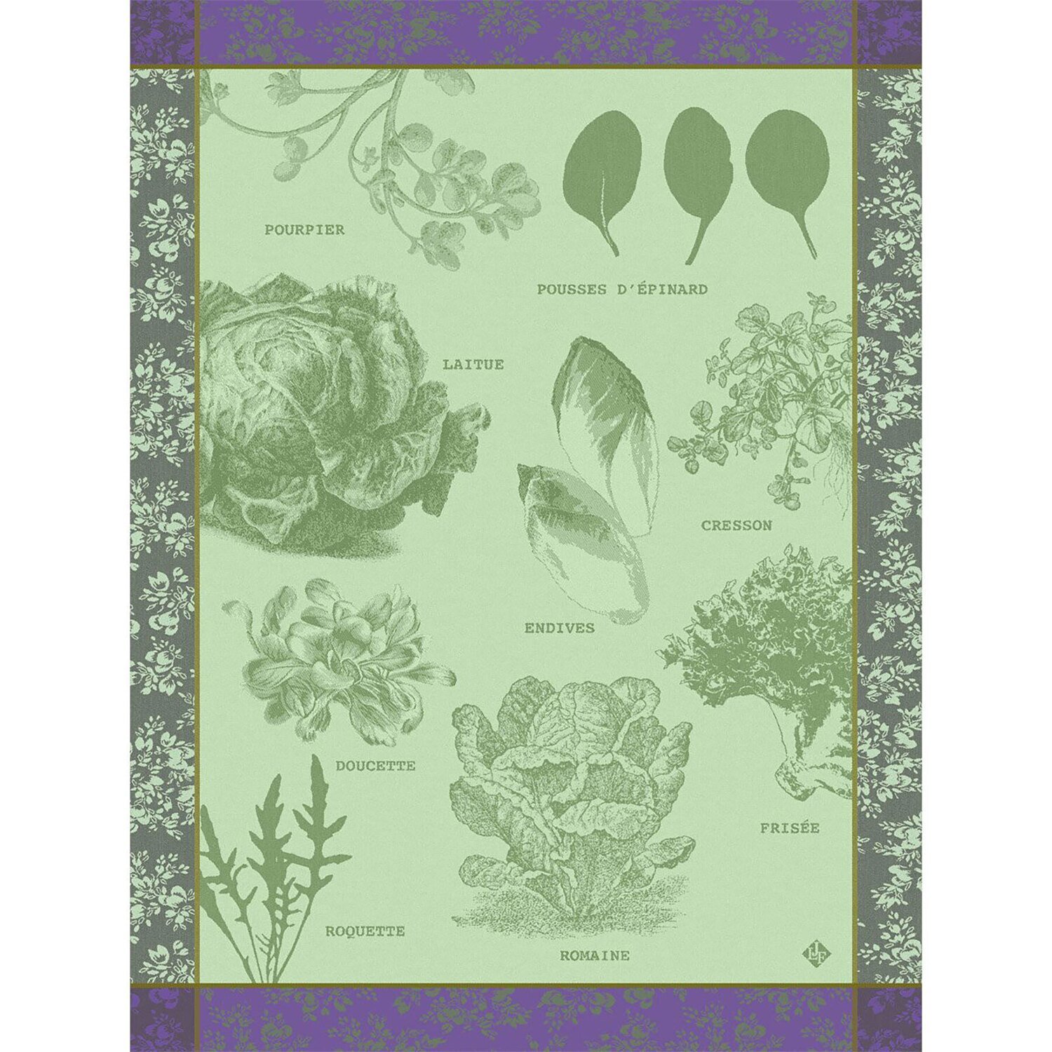 Le Jacquard Francais Teatowel Salades Illustrees Green 100% Cotton 26821 Set of 4, MPN: 26821, 3660…