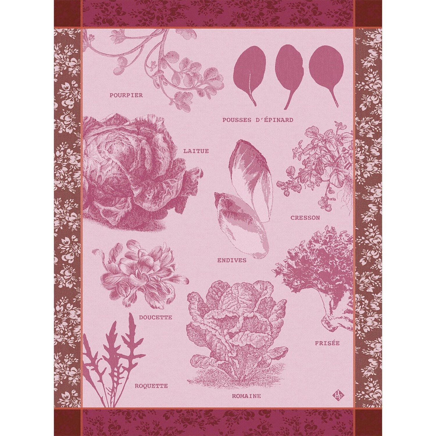 Le Jacquard Francais Teatowel Salades Illustrees Pink 100% Cotton 26822 Set of 4, MPN: 26822, 36602…