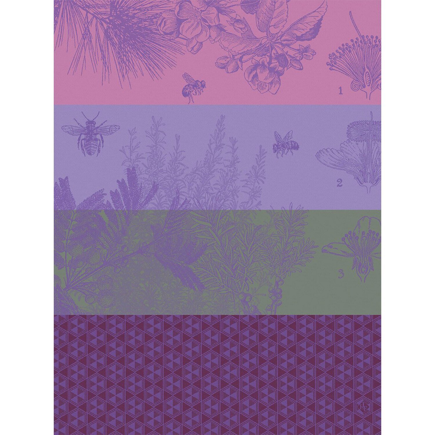 Le Jacquard Francais Tea Towel Miel De Fleurs Purple 100% Cotton 26827 Set of 4