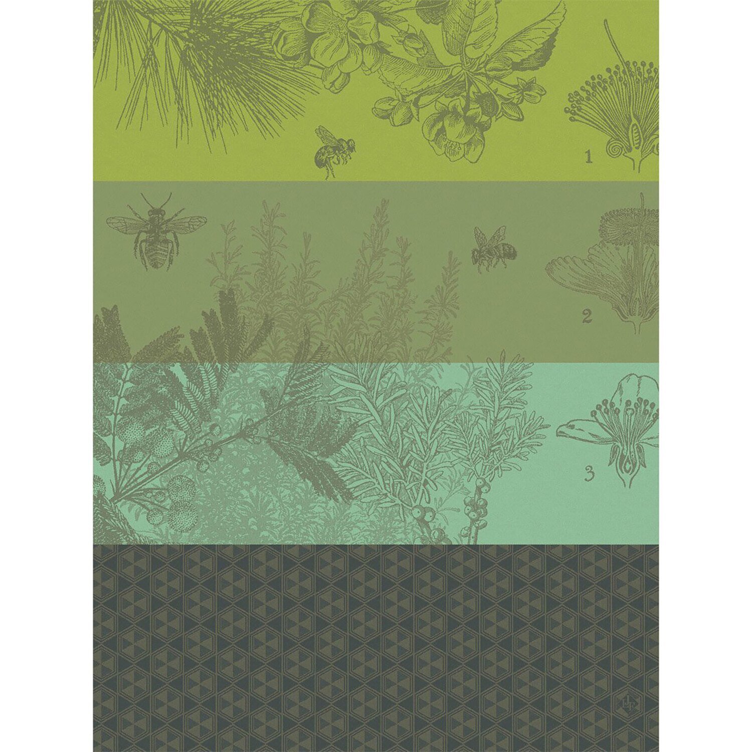 Le Jacquard Francais Tea Towel Miel De Fleurs Green 100% Cotton 26828 Set of 4