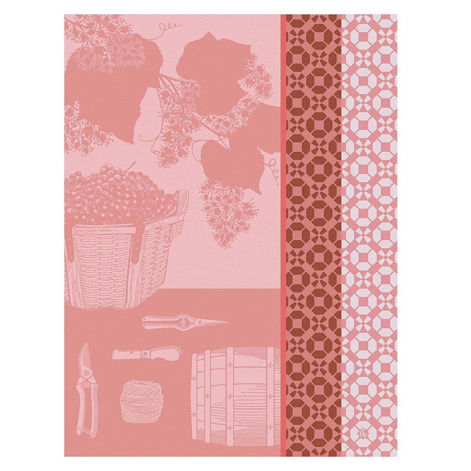 Le Jacquard Francais Tea Towel Vin En Grappe Pink 100% Cotton 26863 Set of 4