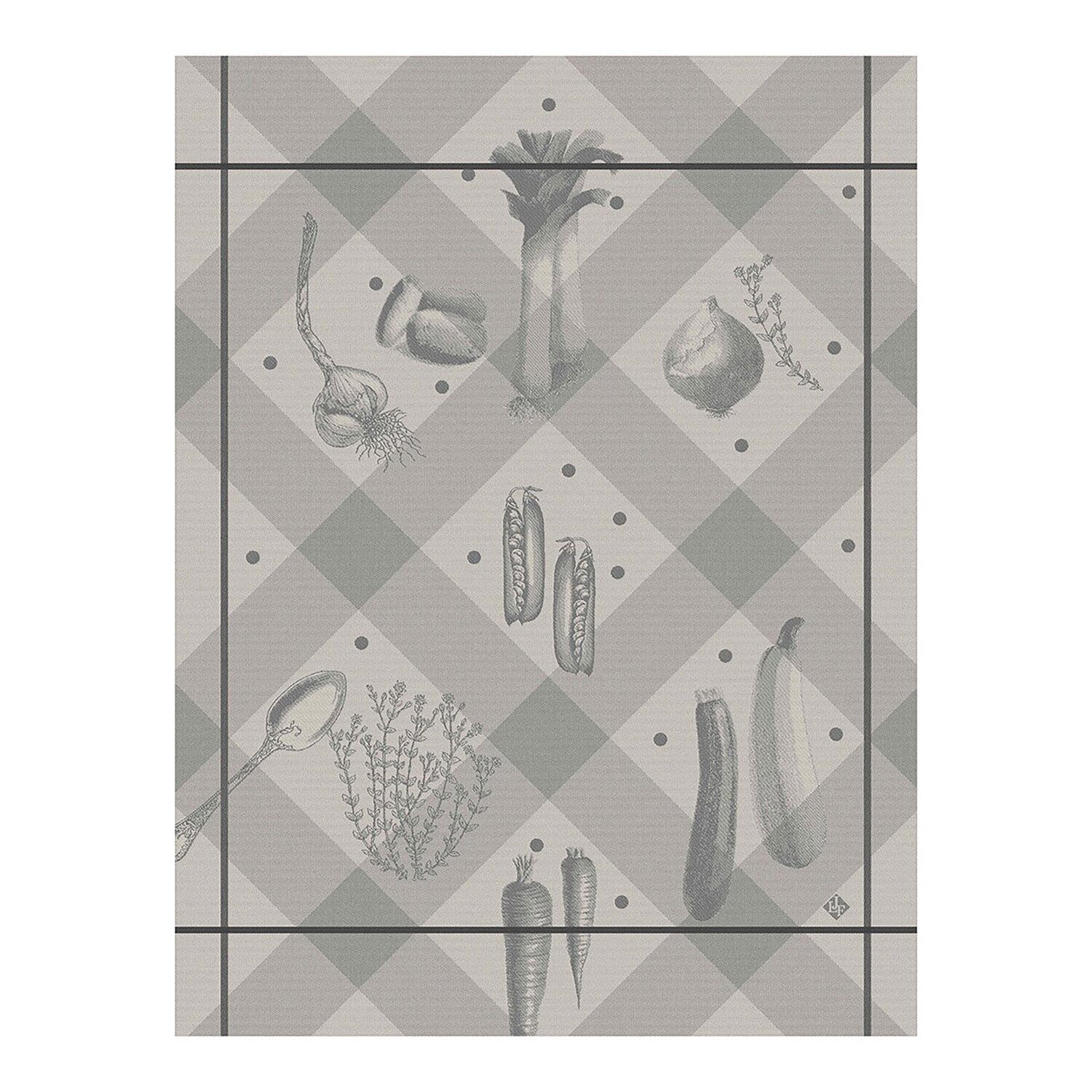 Le Jacquard Francais Tea Towel Legumes Au Jardin Grey 100% Cotton 27067 Set of 4, MPN: 27067, 36602…