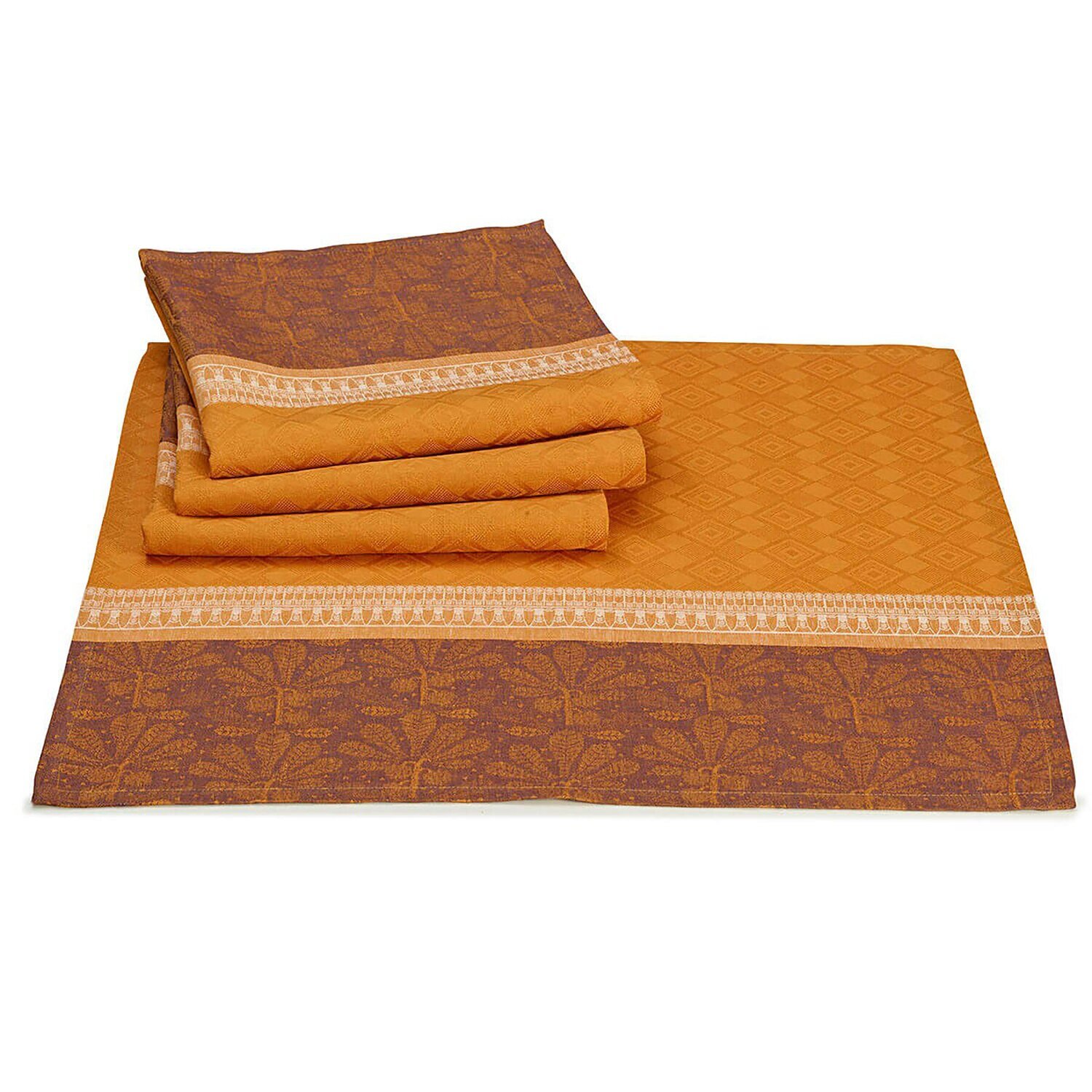 Le Jacquard Francais Napkin Croisiere Sur Le Nil Orange 100% Linen 26758 Set of 4, MPN: 26758, 3660…