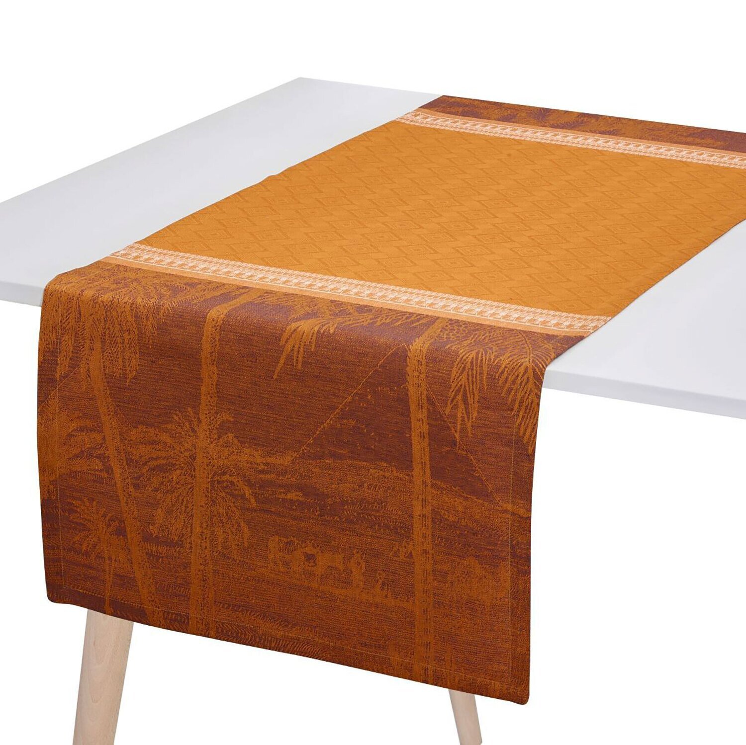 Le Jacquard Francais Runner Croisiere Sur Nil Orange 100% Linen 26761, MPN: 26761, 3660269267612