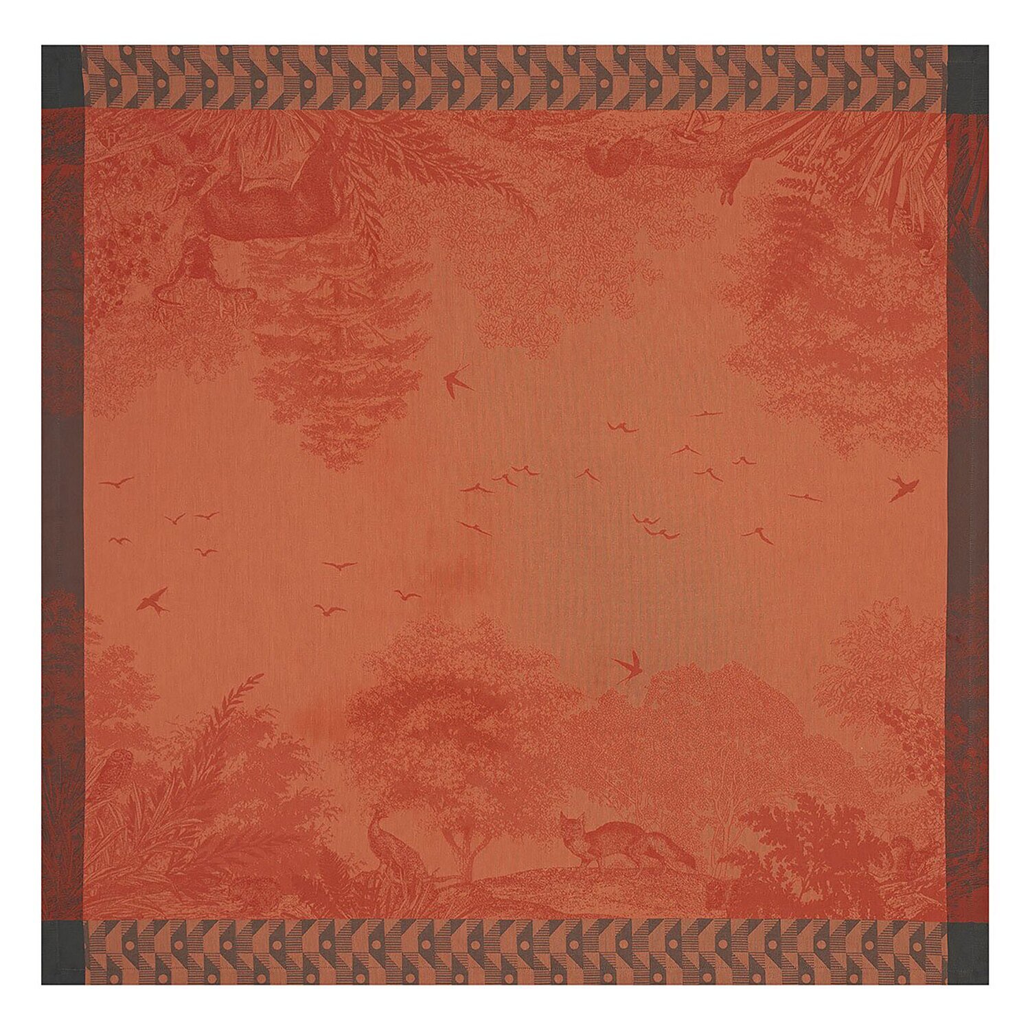 Le Jacquard Francais Tablecloth Foret Enchante Orange 100% Coton 27129