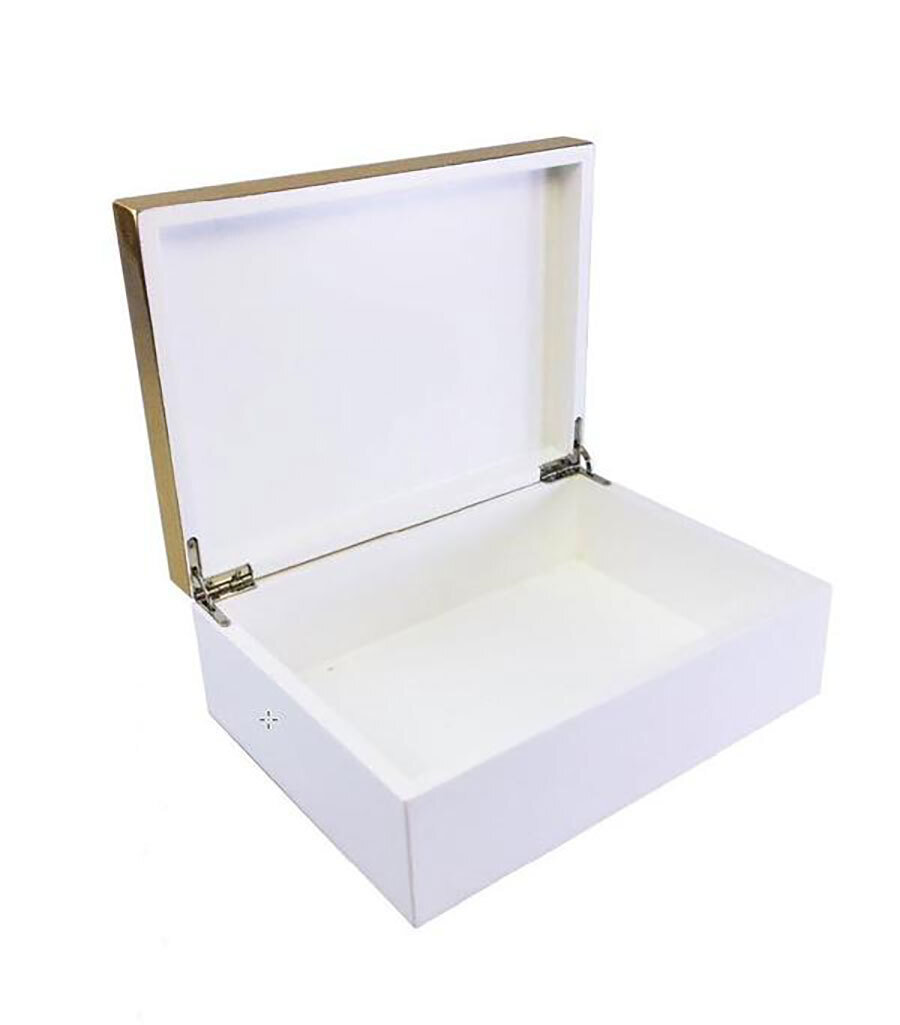 Tizo Gloria Hinged white Box with Gold Lid RD825GDBX