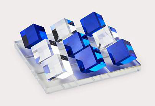 Tizo Acrylic Lucite Blue Clear TicTacToe Set Square HA117BLXO