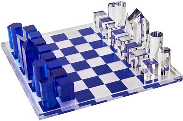 Tizo Acrylic Lucite 13 Inch Blue Chess Set HA118CHES