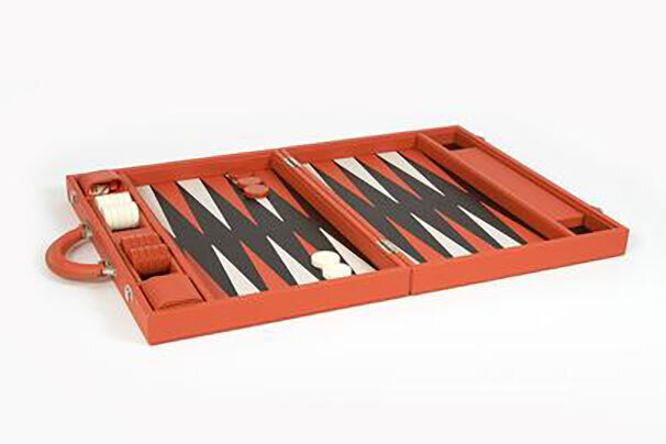 Tizo Backgammon Orange Set with Faux Leather Case TH730ORBG