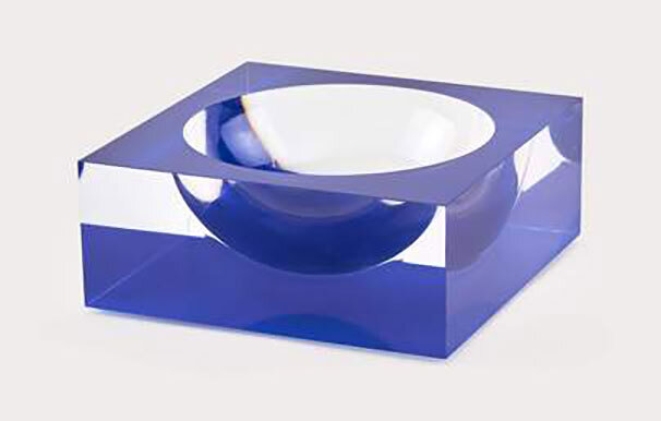Tizo Acrylic Lucite Block Blue Small Bowl HA180BLBW