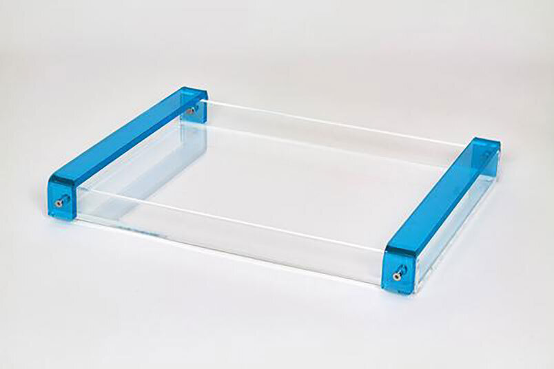 Tizo Acrylic Lucite Tray with Handle 16 x 12 Inch Turquoise HA214TQTY