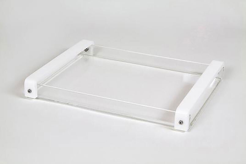 Tizo Acrylic Lucite Tray with Handle 16 x 12 Inch White HA214WHTY