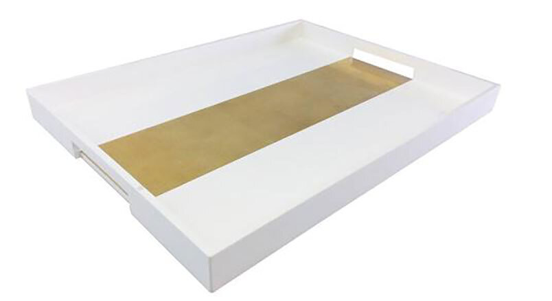 Tizo White Tray with Gold Stripe Large RD826GDTY
