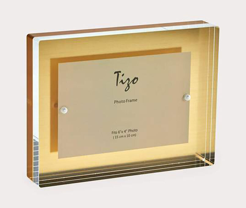 Tizo Acrylic Lucite Photo Picture Frame Gold Block 4 x 6 Inch HA133GD46