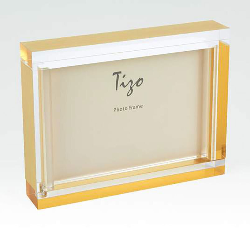 Tizo Acrylic Lucite Photo Picture Frame Gold Block 4 x 6 Inch HA137GD46