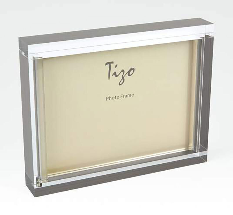 Tizo Acrylic Lucite Photo Picture Frame Silver Block 4 x 6 Inch HA137SL46, MPN: HA137SL46,