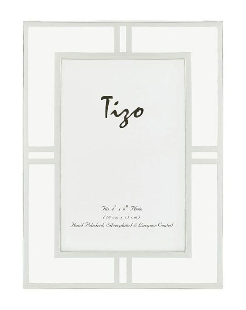 Tizo 4 x 6 Inch White Maze Silver-plated Photo Picture Frame 3106SWH46