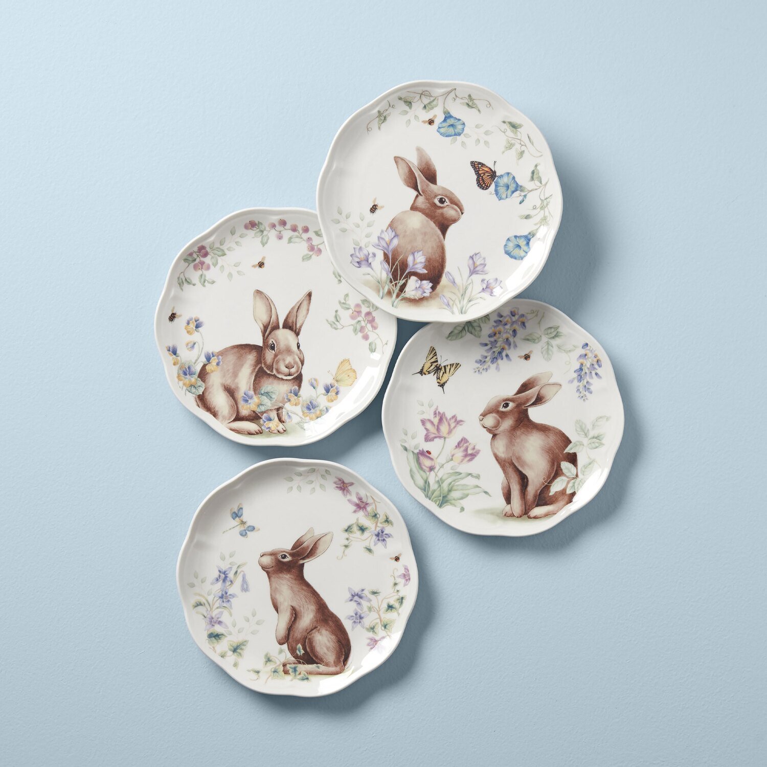 Lenox Butterfly Meadow Bunny Bunny Accent Plates Set of 4 Assorted 893465