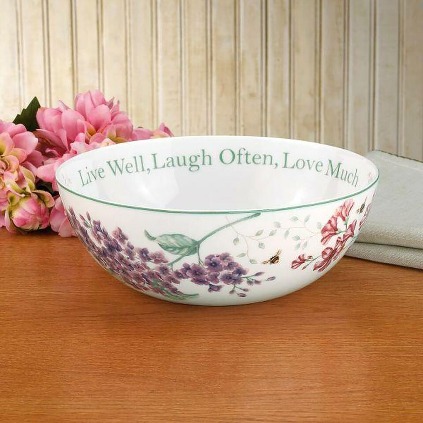 Lenox Butterfly Meadow Large Sentiment Bowl ÒLive Well Laugh often Love MuchÓ 811432, MPN: 811432,