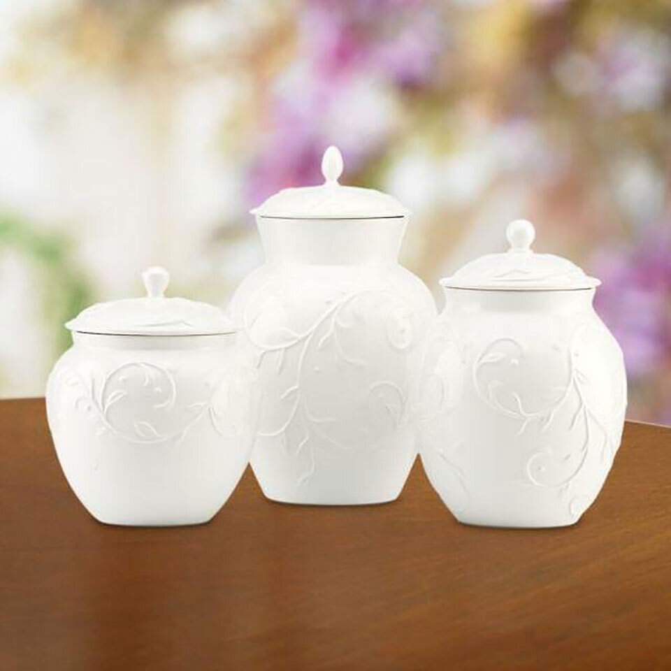 Lenox Opal Innocence Carved Canisters 3-Piece Set Assorted 826014