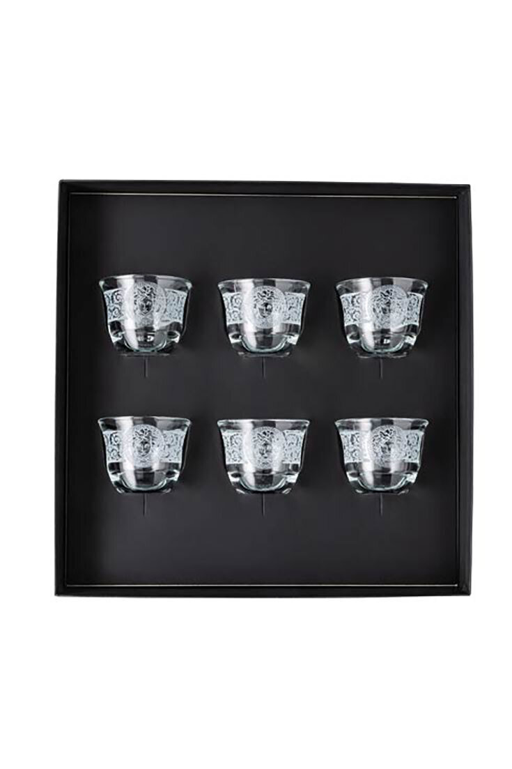 Versace Versace Arabic Glass Coffee Set of 6 Mugs Small without Handle Clear, MPN: 69157-321567-486…