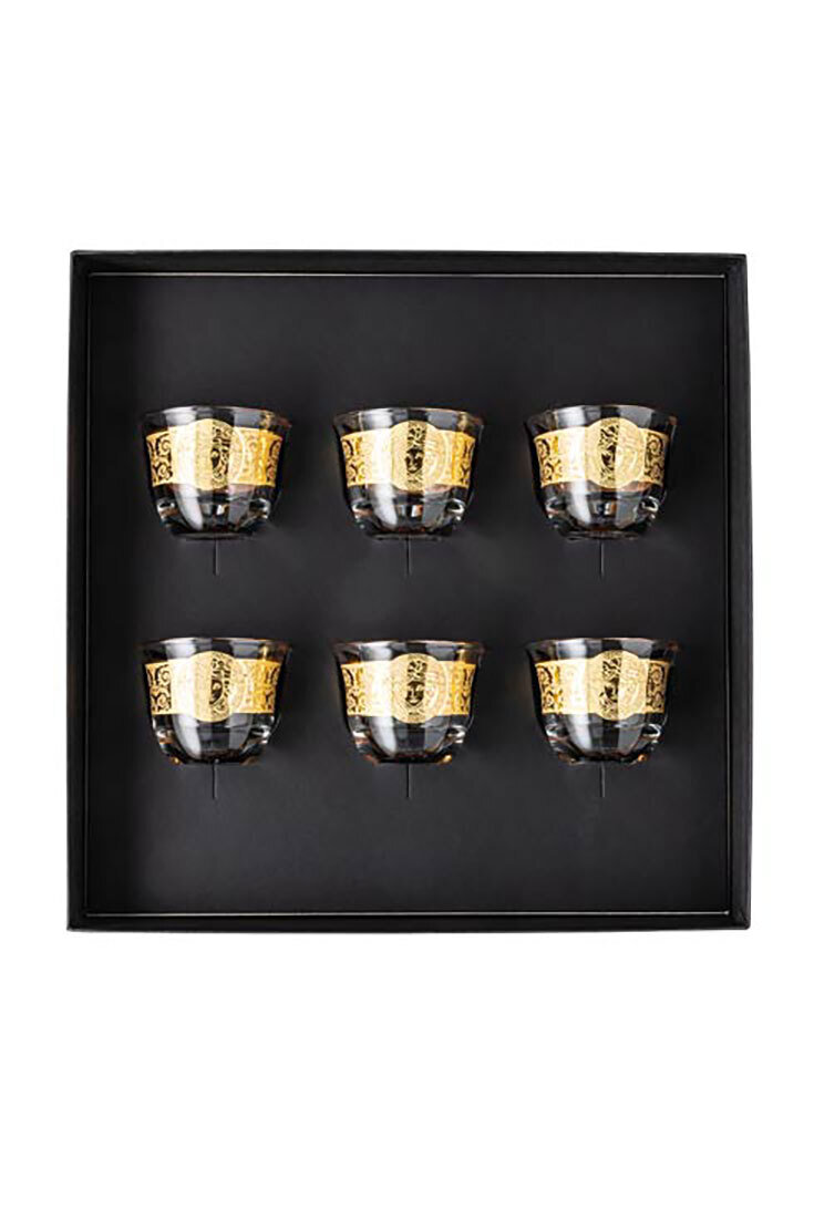 Versace Versace Arabic Glass Coffee Set of 6 Mugs Small without Handle Gold, MPN: 69157-321568-4867…