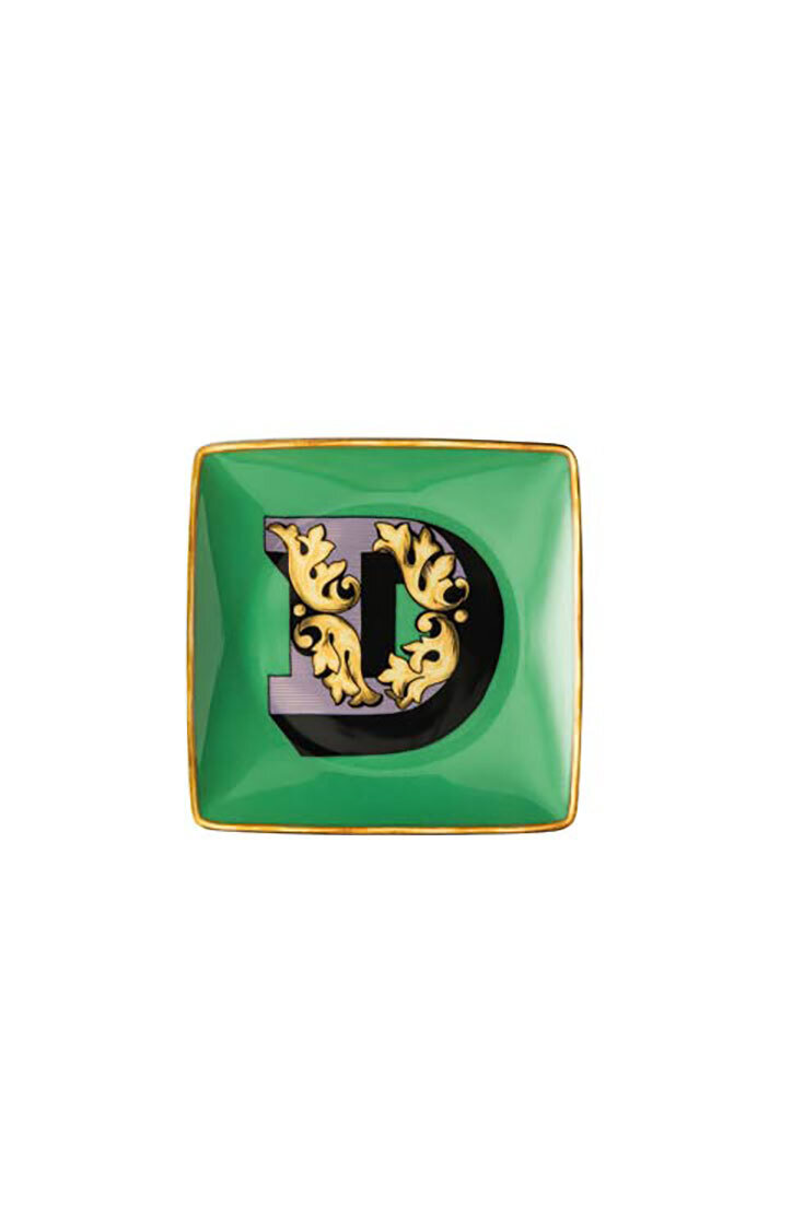 Versace Christmas Holiday Alphabet Canape Dish Alphabet Letter D 4 3/4 Inch Square, MPN: 11940-4036…