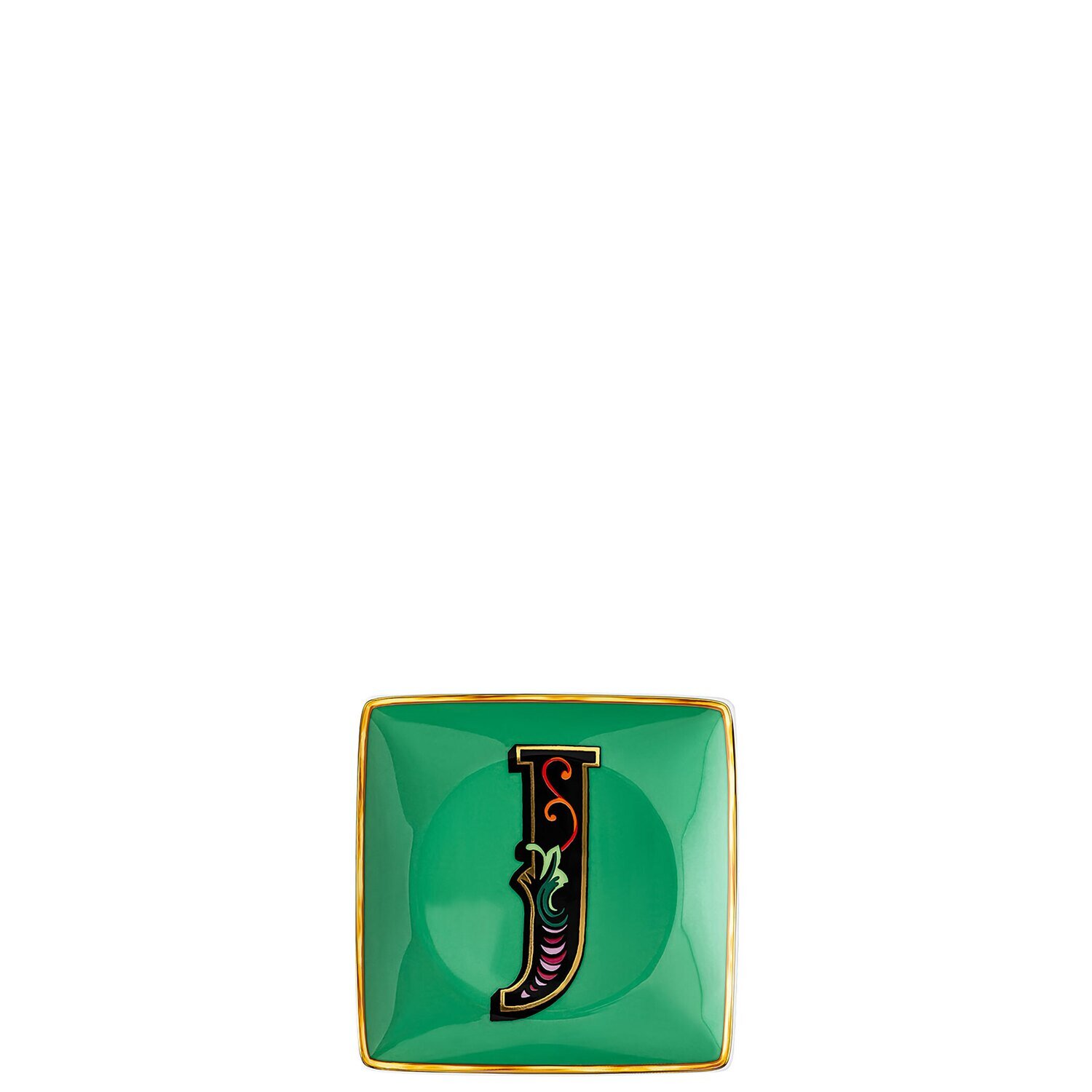 Versace Christmas Holiday Alphabet Canape Dish Alphabet Letter J 4 3/4 Inch Square, MPN: 11940-4036…
