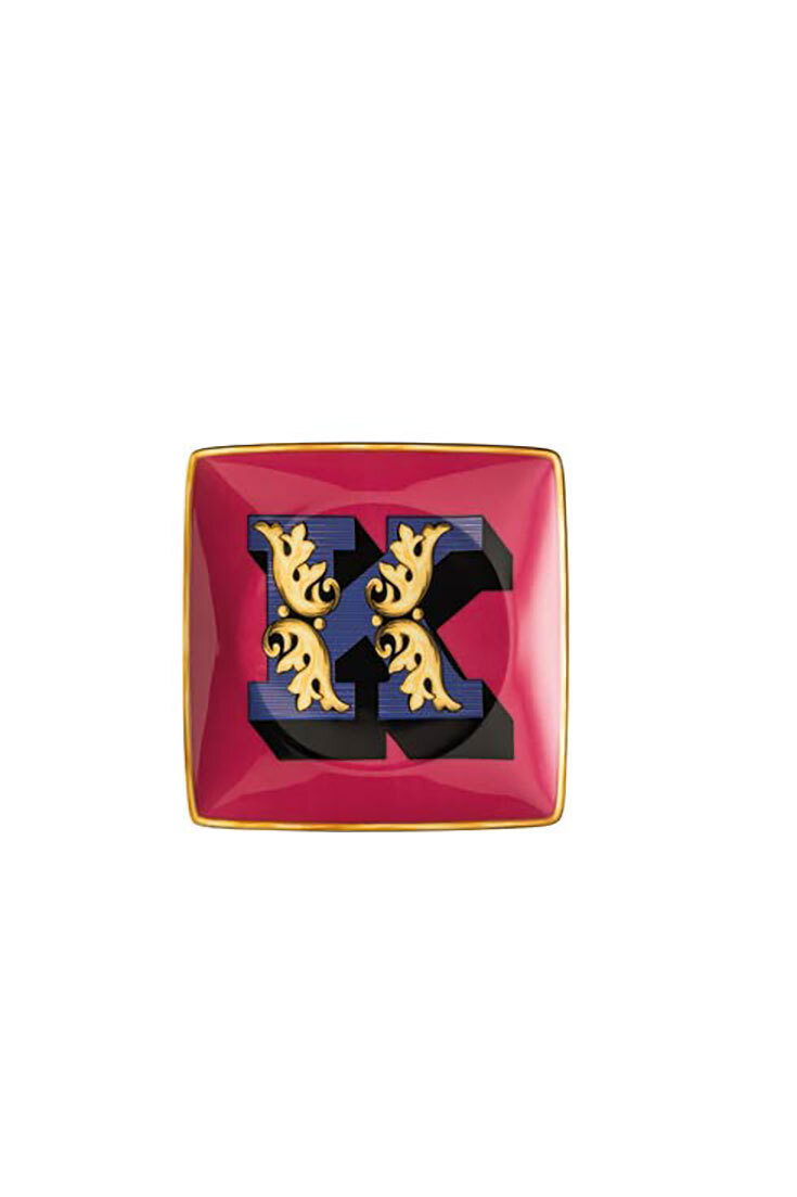 Versace Christmas Holiday Alphabet Canape Dish Alphabet Letter K 4 3/4 Inch Square, MPN: 11940-4036…