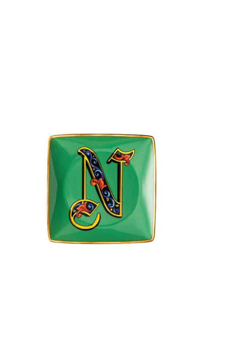 Versace Christmas Holiday Alphabet Canape Dish Alphabet Letter N 4 3/4 Inch Square, MPN: 11940-4036…